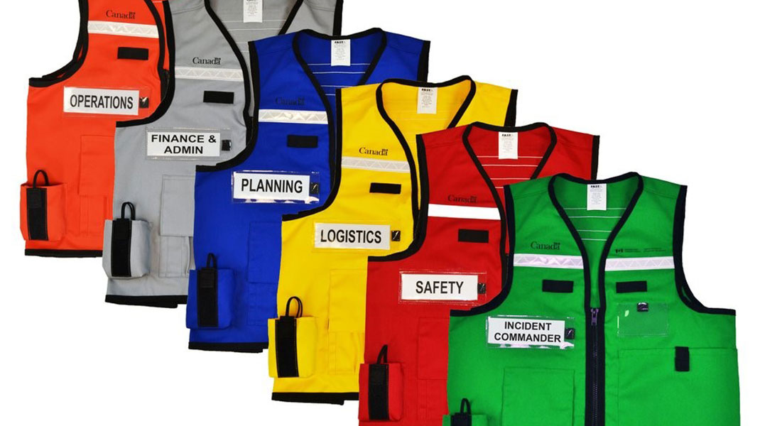 group of colorful safety vests